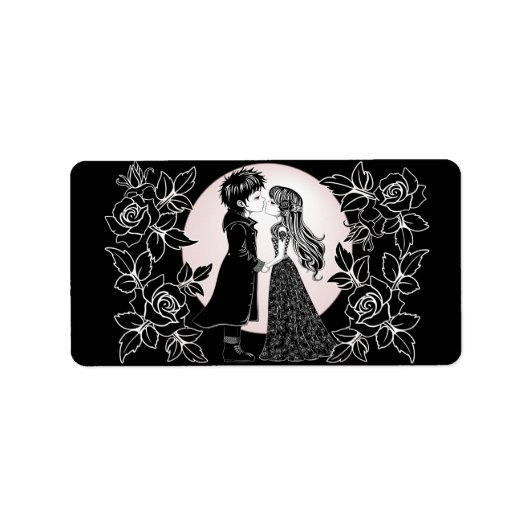 Schattigee Gotische Emo Kinder Kus Valentijnsdag Etiket (Voorkant)