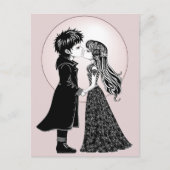 Schattigee Gotische Emo Kinder Kus Valentijnsdag Feestdagenkaart (Voorkant)