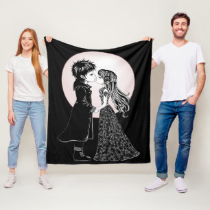 Schattigee Gotische Emo Kinder Kus Valentijnsdag Fleece Deken