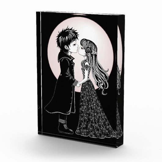 Schattigee Gotische Emo Kinder Kus Valentijnsdag Fotoblokken (Rechts)