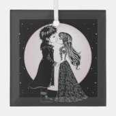 Schattigee Gotische Emo Kinder Kus Valentijnsdag Glas Ornament (Voorkant)