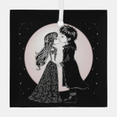 Schattigee Gotische Emo Kinder Kus Valentijnsdag Glas Ornament (Achterkant)