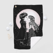 Schattigee Gotische Emo Kinder Kus Valentijnsdag Golfhanddoek (Insitu)