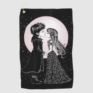 Schattigee Gotische Emo Kinder Kus Valentijnsdag Golfhanddoek