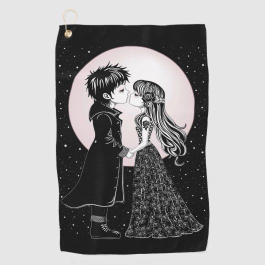 Schattigee Gotische Emo Kinder Kus Valentijnsdag Golfhanddoek (Voorkant)