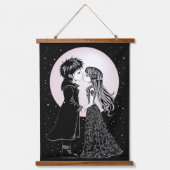 Schattigee Gotische Emo Kinder Kus Valentijnsdag Hangend Wandkleed (Voorkant)