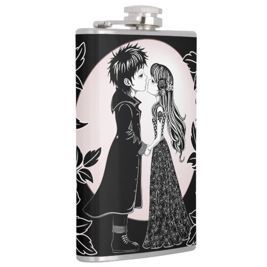 Schattigee Gotische Emo Kinder Kus Valentijnsdag Heupfles (Rechts)