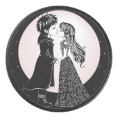 Schattigee Gotische Emo Kinder Kus Valentijnsdag Hockey Puck (Voorkant)