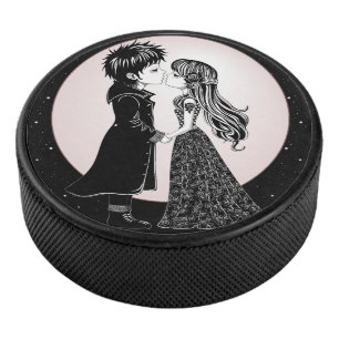 Schattigee Gotische Emo Kinder Kus Valentijnsdag Hockey Puck