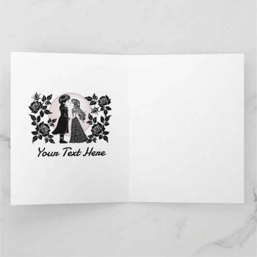 Schattigee Gotische Emo Kinder Kus Valentijnsdag Kaart (Binnen)