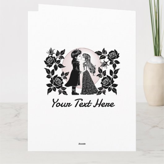 Schattigee Gotische Emo Kinder Kus Valentijnsdag Kaart (Achterkant)