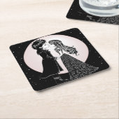 Schattigee Gotische Emo Kinder Kus Valentijnsdag Kartonnen Onderzetters (Schuin)