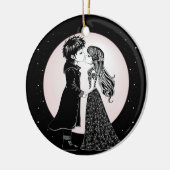 Schattigee Gotische Emo Kinder Kus Valentijnsdag Keramisch Ornament (Links)