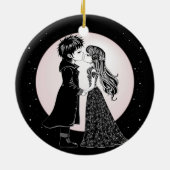 Schattigee Gotische Emo Kinder Kus Valentijnsdag Keramisch Ornament (Achterkant)