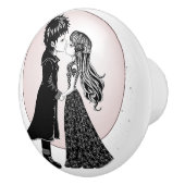 Schattigee Gotische Emo Kinder Kus Valentijnsdag Keramische Knop (Rechts)