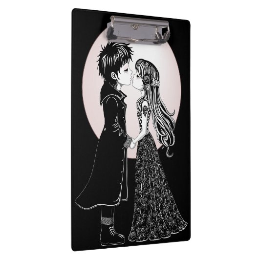 Schattigee Gotische Emo Kinder Kus Valentijnsdag Klembord (Rechts)