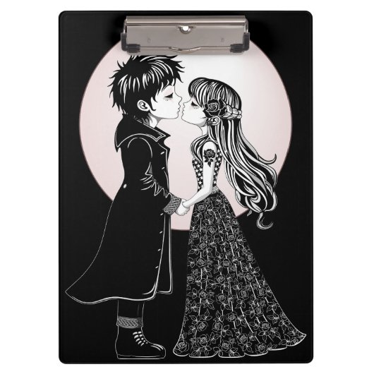 Schattigee Gotische Emo Kinder Kus Valentijnsdag Klembord (Voorkant)