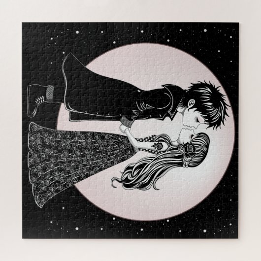 Schattigee Gotische Emo Kinder Kus Valentijnsdag Legpuzzel (Horizontaal)