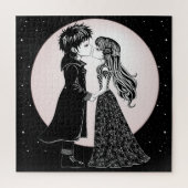 Schattigee Gotische Emo Kinder Kus Valentijnsdag Legpuzzel (Verticaal)