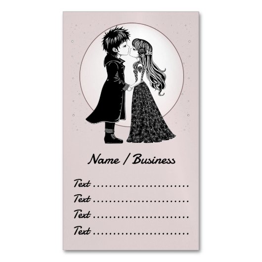 Schattigee Gotische Emo Kinder Kus Valentijnsdag Magnetisch Visitekaartje (Voorkant Verticaal)