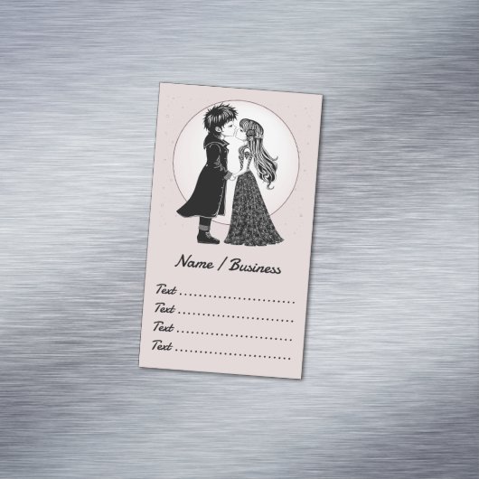 Schattigee Gotische Emo Kinder Kus Valentijnsdag Magnetisch Visitekaartje (Voorbeeld)