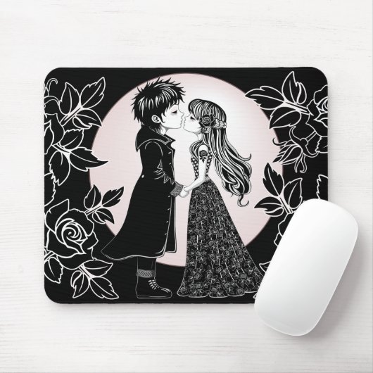 Schattigee Gotische Emo Kinder Kus Valentijnsdag Muismat (Met muis)