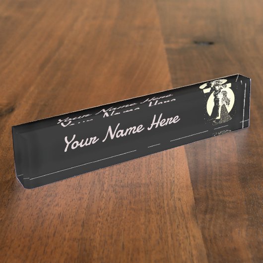 Schattigee Gotische Emo Kinder Kus Valentijnsdag Naambordje (Zijkant)