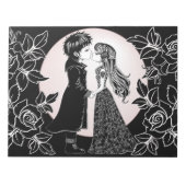 Schattigee Gotische Emo Kinder Kus Valentijnsdag Notitieblok (Voorkant)