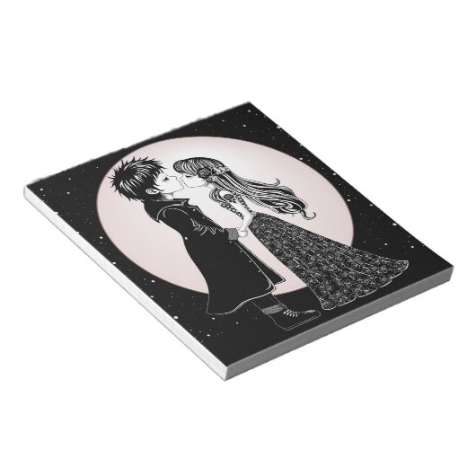 Schattigee Gotische Emo Kinder Kus Valentijnsdag Notitieblok (Schuin)