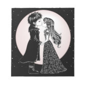 Schattigee Gotische Emo Kinder Kus Valentijnsdag Notitieblok (Voorkant)