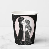 Schattigee Gotische Emo Kinder Kus Valentijnsdag Papieren Bekers (Achterkant)