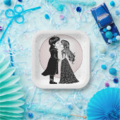 Schattigee Gotische Emo Kinder Kus Valentijnsdag Papieren Bordje (Feest)