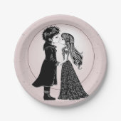 Schattigee Gotische Emo Kinder Kus Valentijnsdag Papieren Bordje (Voorkant)