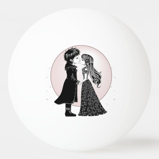 Schattigee Gotische Emo Kinder Kus Valentijnsdag Pingpongbal (Achterkant)