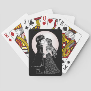 Schattigee Gotische Emo Kinder Kus Valentijnsdag Pokerkaarten