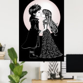 Schattigee Gotische Emo Kinder Kus Valentijnsdag Poster (Thuiskantoor)