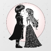 Schattigee Gotische Emo Kinder Kus Valentijnsdag Raamsticker (Vel)