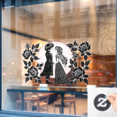 Schattigee Gotische Emo Kinder Kus Valentijnsdag Raamsticker (Cafe Raam)