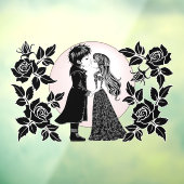 Schattigee Gotische Emo Kinder Kus Valentijnsdag Raamsticker (Vel 3)