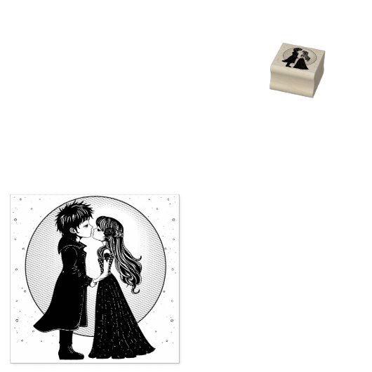 Schattigee Gotische Emo Kinder Kus Valentijnsdag Rubberstempel (Gestempeld)