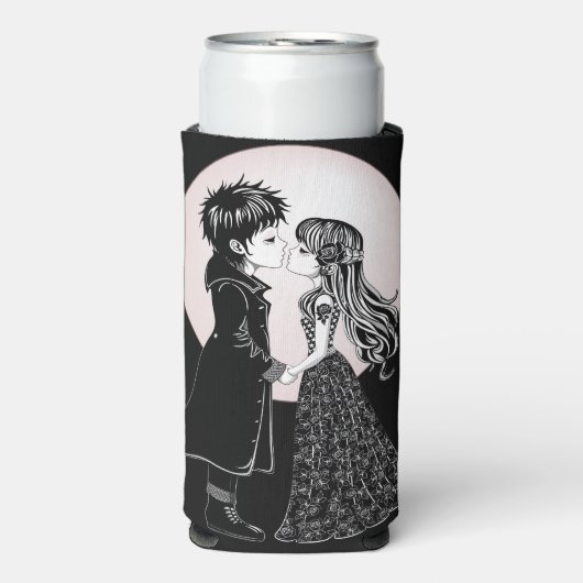 Schattigee Gotische Emo Kinder Kus Valentijnsdag Seltzer Blikjeskoeler (Seltzer Voorkant)