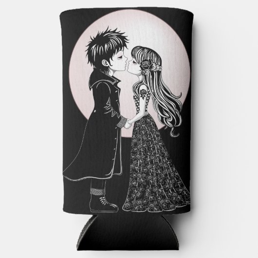 Schattigee Gotische Emo Kinder Kus Valentijnsdag Seltzer Blikjeskoeler (Voorkant)