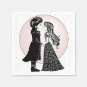 Schattigee Gotische Emo Kinder Kus Valentijnsdag Servet (Voorkant)