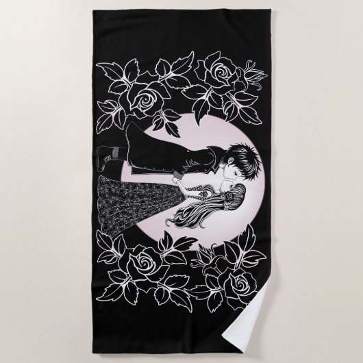 Schattigee Gotische Emo Kinder Kus Valentijnsdag Strandlaken (Voorkant)