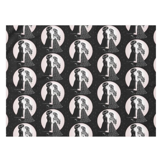 Schattigee Gotische Emo Kinder Kus Valentijnsdag Tafelkleed (Voorkant (Horizontaal))