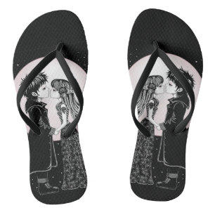 Schattigee Gotische Emo Kinder Kus Valentijnsdag Teenslippers