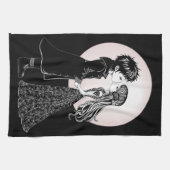 Schattigee Gotische Emo Kinder Kus Valentijnsdag Theedoek (Horizontaal)