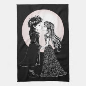 Schattigee Gotische Emo Kinder Kus Valentijnsdag Theedoek (Verticaal)