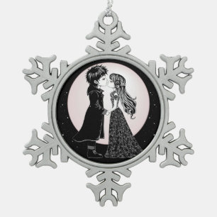 Schattigee Gotische Emo Kinder Kus Valentijnsdag Tin Sneeuwvlok Ornament