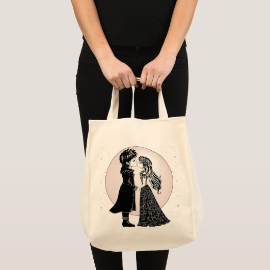 Schattigee Gotische Emo Kinder Kus Valentijnsdag Tote Bag (Voorkant (product))